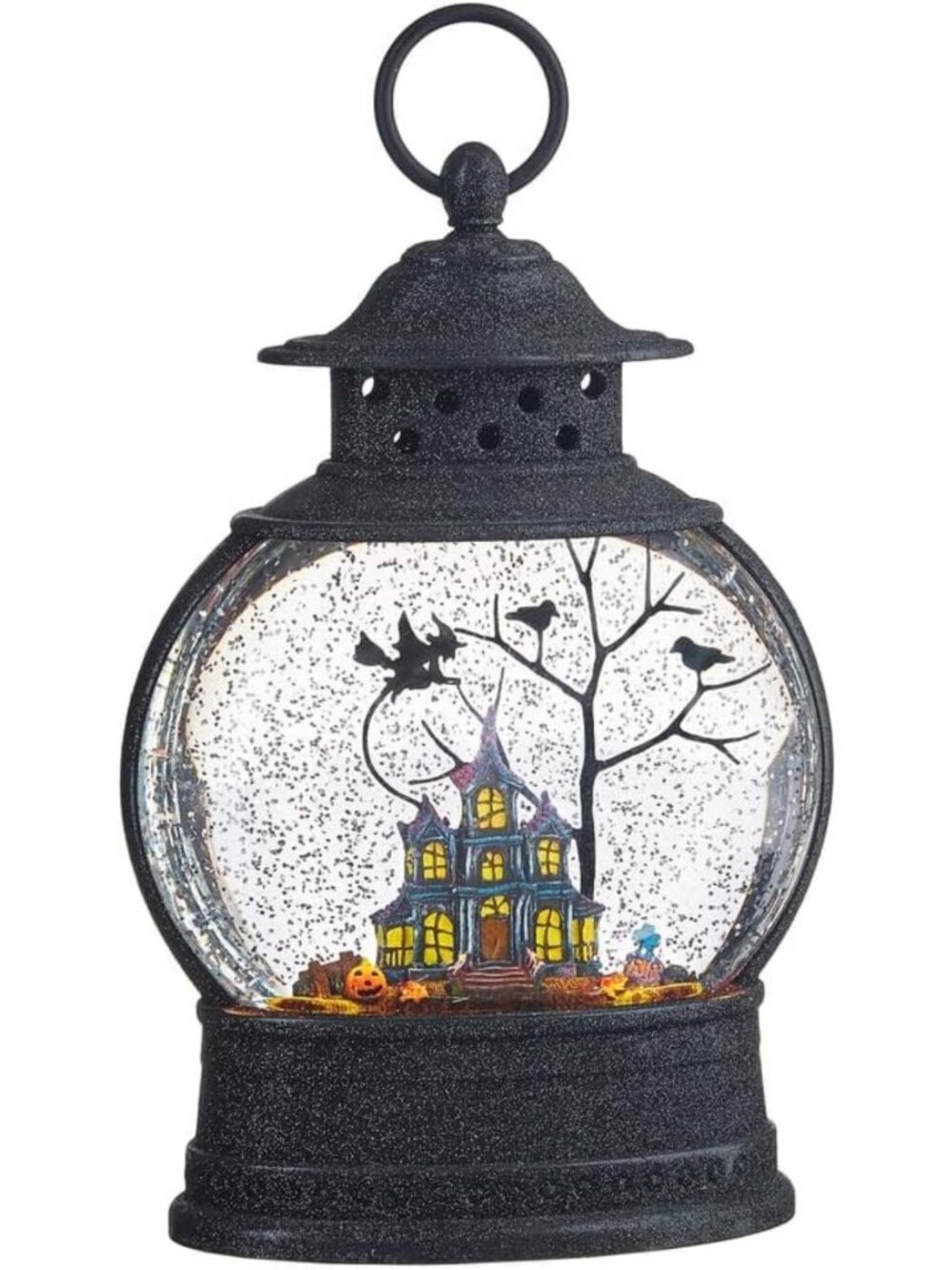 Lighted Water Lantern - 10" Haunted Mansion Witch Halloween Water Globe Decor